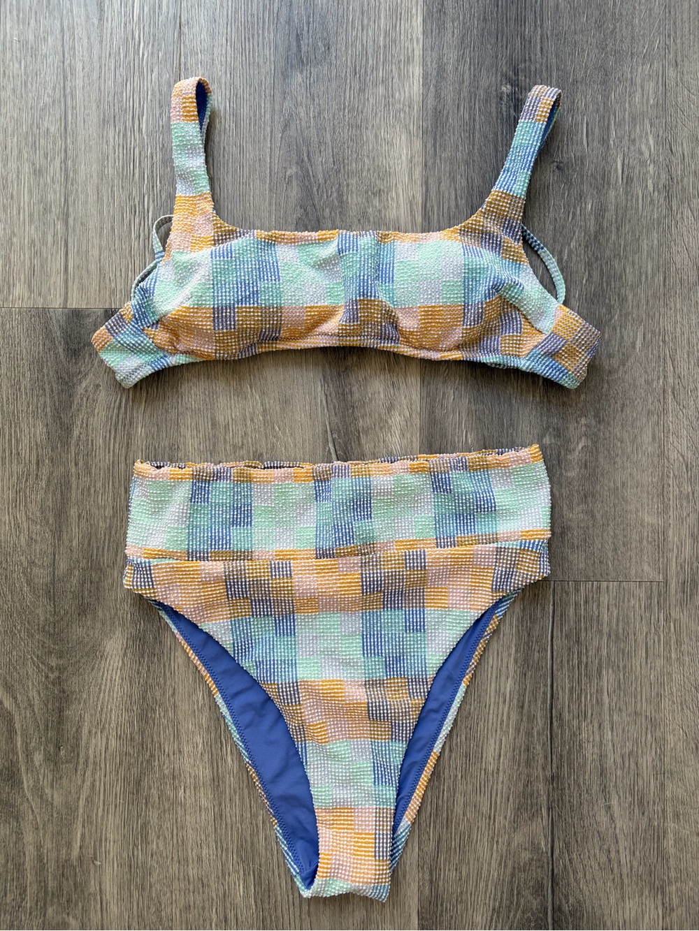 Aerie High-Waist Bikini Set in Pastel Mosaic XS/S